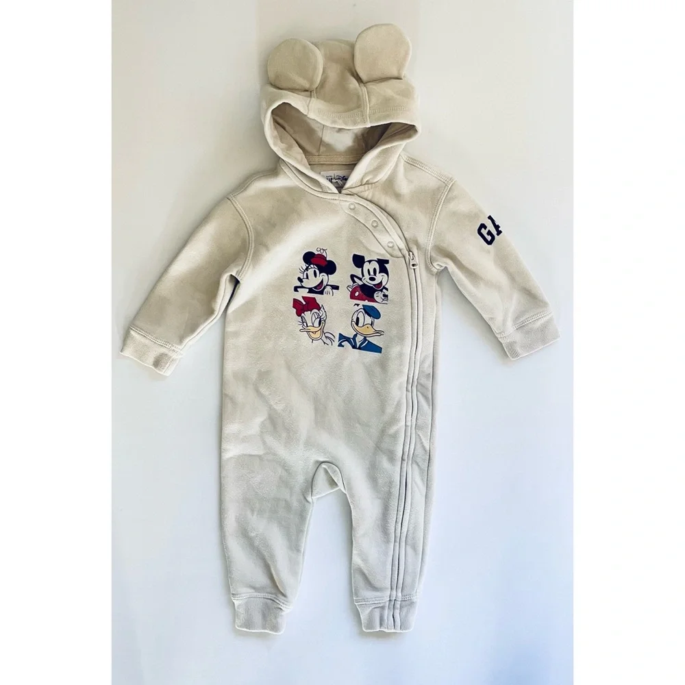 Baby GAP x Disney Hooded One-Piece Romper Mickey Minnie 6–12 Months